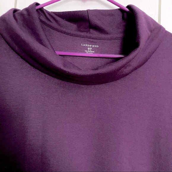 LANDS END Jersey Sweater Dress Purple Eggplant 3/4 Sleeve Medium Petite - Picture 9 of 13